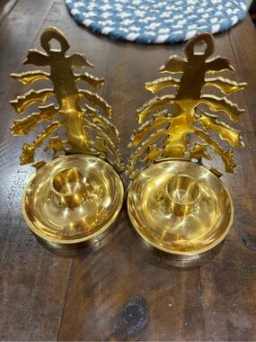 Brass Candlestick Holders - Pair
